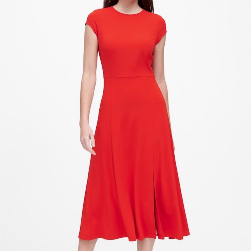 NWT Banana Republic red ponte midi dress 4tall